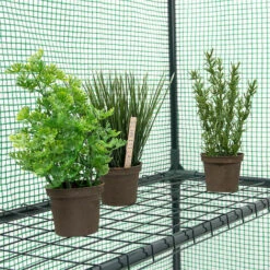 Relaxdays Serre De Jardin Avec 8 étagères, Praticable A Pied, Bâche En Plastique, Acier, HLP : 195 X 140 X 140 cm, Verte -France Serre de jardin Soldes 2022 10366435 5