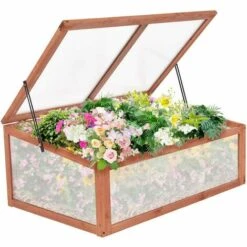 COSTWAY Serre De Jardin En Bois Massif Plantation Châssis Froid Fruits Plantes Balcon Jardinage