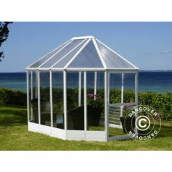DANCOVER Kiosque De Jardin En Polycarbonate 6,96m², 2,41x3,3x2,58m, Blanc - Blanc