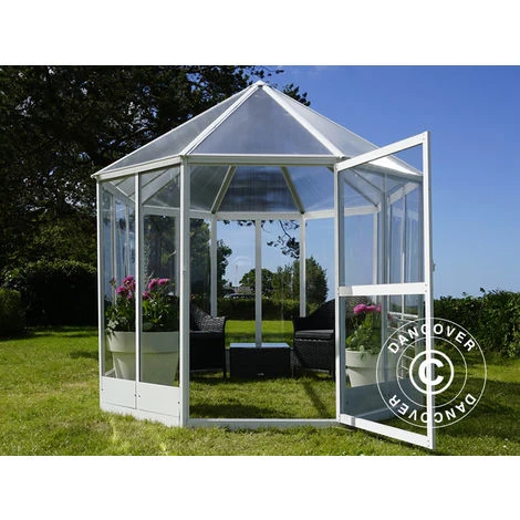 DANCOVER Kiosque De Jardin En Polycarbonate 6,96m², 2,41x3,3x2,58m, Blanc - Blanc 4 DANCOVER Kiosque De Jardin En Polycarbonate 6,96m², 2,41x3,3x2,58m, Blanc - Blanc – Image 2