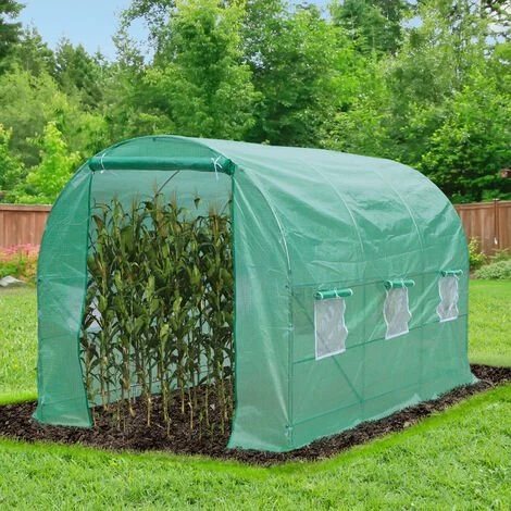 Outsunny Serre De Jardin Tunnel 7m² 3,5L X 2l X 2H M Châssis Tubulaire Acier Galvanisé Renforcé 6 Fenêtres 1 Portes Vert - Vert 4 Outsunny Serre De Jardin Tunnel 7m² 3,5L X 2l X 2H M Châssis Tubulaire Acier Galvanisé Renforcé 6 Fenêtres 1 Portes Vert - Vert – Image 2