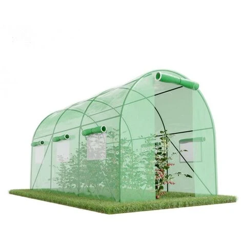 EUROSPEN Serre De Jardin Tunnel 7m² - Bâche Armée - Avec Fenêtres Latérales Et Porte Zipée - Vert 3 EUROSPEN Serre De Jardin Tunnel 7m² - Bâche Armée - Avec Fenêtres Latérales Et Porte Zipée - Vert
