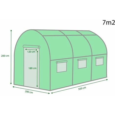 EUROSPEN Serre De Jardin Tunnel 7m² - Bâche Armée - Avec Fenêtres Latérales Et Porte Zipée - Vert 4 EUROSPEN Serre De Jardin Tunnel 7m² - Bâche Armée - Avec Fenêtres Latérales Et Porte Zipée - Vert – Image 2