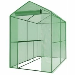 EUROSPEN Serre De Jardin 2m² - Bâche Armée - Avec étagères Et Porte Zipée - Vert