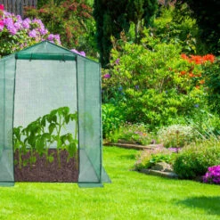 Relaxdays Serre De Jardin Tomates 200x155x155 Cm Porte Serre Tomates Bâche Housse Vert Porte Enroulable, Vert -France Serre de jardin Soldes 2022 13235355 4