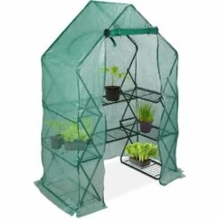 Relaxdays Serre De Jardin Pliable, Etagère 195 Cm Plantes Tomates Semis Jardin, Bâche HxlxP: 195 X 138 X 72 Cm, Vert