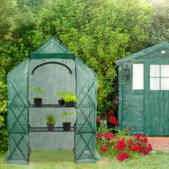 Relaxdays Serre De Jardin Pliable, Etagère 195 Cm Plantes Tomates Semis Jardin, Bâche HxlxP: 195 X 138 X 72 Cm, Vert -France Serre de jardin Soldes 2022 14083547 3