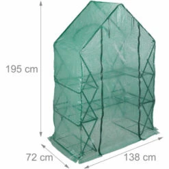 Relaxdays Serre De Jardin Pliable, Etagère 195 Cm Plantes Tomates Semis Jardin, Bâche HxlxP: 195 X 138 X 72 Cm, Vert -France Serre de jardin Soldes 2022 14083547 5