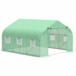 Outsunny Serre Tunnel De Jardin 3,5 X 3 X 2 M Grande Taille 6 Fenêtres Vert