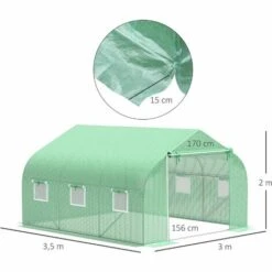 Outsunny Serre Tunnel De Jardin 3,5 X 3 X 2 M Grande Taille 6 Fenêtres Vert -France Serre de jardin Soldes 2022 1494965 3