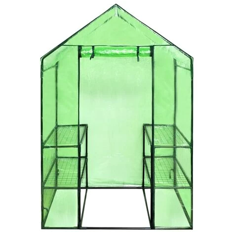 VidaXL Serre Avec 4 étagères - Vert 4 VidaXL Serre Avec 4 étagères - Vert – Image 2