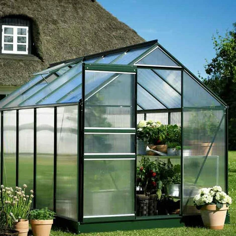 HALLS Serre Polycarbonate Popular 106 - 6.20 M², Couleur Silver, Base Avec Base - Silver 4 HALLS Serre Polycarbonate Popular 106 - 6.20 M², Couleur Silver, Base Avec Base - Silver – Image 2