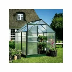 HALLS Serre Polycarbonate Popular 66 - 3.80 M², Couleur Silver, Base Sans Base - Silver