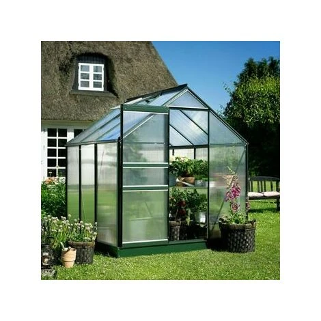 HALLS Serre Polycarbonate Popular 66 - 3.80 M², Couleur Silver, Base Sans Base - Silver 3 HALLS Serre Polycarbonate Popular 66 - 3.80 M², Couleur Silver, Base Sans Base - Silver