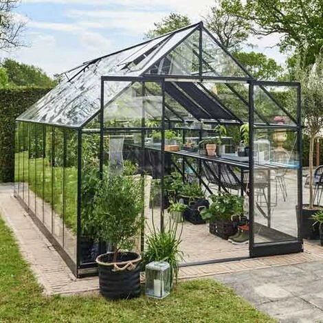 HALLS Serre En Verre Trempé Qube+ 816 - 13 M², Base Sans Base 3 HALLS Serre En Verre Trempé Qube+ 816 - 13 M², Base Sans Base