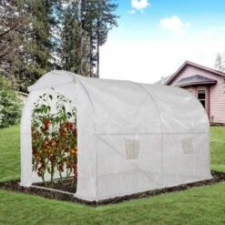 Outsunny Serre De Jardin Tunnel 6 M² 3L X 2l X 1,9H M Acier Galvanisé Renforcé Diamètre 2,4 Cm + PE Haute Densité Fenêtres Porte Blanc - Blanc -France Serre de jardin Soldes 2022 17047130 2