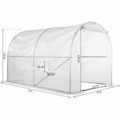 Outsunny Serre De Jardin Tunnel 6 M² 3L X 2l X 1,9H M Acier Galvanisé Renforcé Diamètre 2,4 Cm + PE Haute Densité Fenêtres Porte Blanc - Blanc -France Serre de jardin Soldes 2022 17047130 3