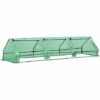 Outsunny Mini Serre De Jardin Serre à Tomates 400L X 100l X 80H Cm Acier PE Haute Densité 140 G/m² Anti-UV 3 Fenêtres Avec Zip Enroulables Vert - Vert -France Serre de jardin Soldes 2022 17068031 1