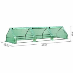 Outsunny Mini Serre De Jardin Serre à Tomates 400L X 100l X 80H Cm Acier PE Haute Densité 140 G/m² Anti-UV 3 Fenêtres Avec Zip Enroulables Vert - Vert -France Serre de jardin Soldes 2022 17068031 3