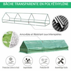 Outsunny Mini Serre De Jardin Serre à Tomates 400L X 100l X 80H Cm Acier PE Haute Densité 140 G/m² Anti-UV 3 Fenêtres Avec Zip Enroulables Vert - Vert -France Serre de jardin Soldes 2022 17068031 4