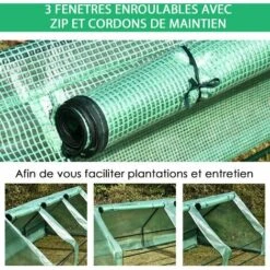 Outsunny Mini Serre De Jardin Serre à Tomates 400L X 100l X 80H Cm Acier PE Haute Densité 140 G/m² Anti-UV 3 Fenêtres Avec Zip Enroulables Vert - Vert -France Serre de jardin Soldes 2022 17068031 5