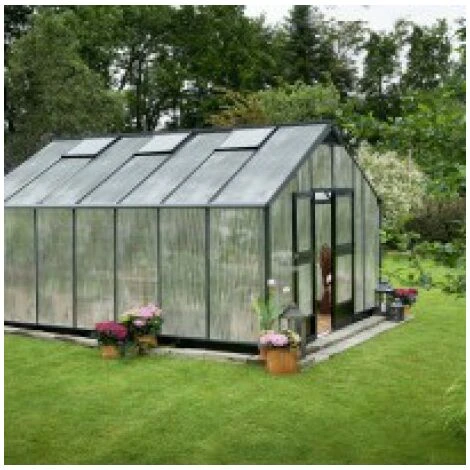 JULIANA Serre En Verre Polycarbonate Gardener 18.80 M², Couleur Anthracite, Base Avec Base - Anthracite 5 JULIANA Serre En Verre Polycarbonate Gardener 18.80 M², Couleur Anthracite, Base Avec Base - Anthracite – Image 4