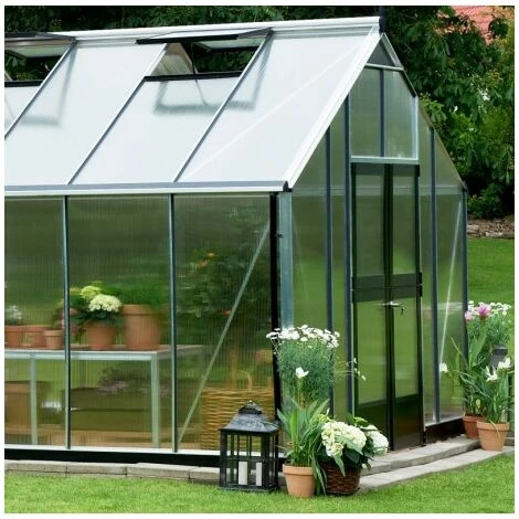 JULIANA Serre En Verre Polycarbonate Gardener 18.80 M², Couleur Anthracite, Base Avec Base - Anthracite 6 JULIANA Serre En Verre Polycarbonate Gardener 18.80 M², Couleur Anthracite, Base Avec Base - Anthracite – Image 5