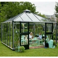 ATOUT LOISIR Serre En Verre Trempé Oasis 13.50 M², Couleur Anthracite, Base Sans Base - Anthracite