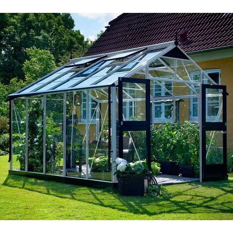 JULIANA Serre En Verre Trempé Premium 10.9 M², Couleur Anthracite, Base Sans Base - Anthracite -France Serre de jardin Soldes 2022 17859401 1