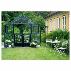 JULIANA Serre En Verre Trempé Premium 10.9 M², Couleur Anthracite, Base Sans Base - Anthracite -France Serre de jardin Soldes 2022 17859401 3