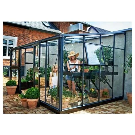 JULIANA Serre En Verre Trempé Véranda 4.40 M², Couleur Silver, Base Sans Base - Silver 2 JULIANA Serre En Verre Trempé Véranda 4.40 M², Couleur Silver, Base Sans Base - Silver