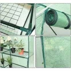 COSTWAY SERRE DE JARDINAGE Serre De Jardin Chaud Serre à Tomates Tente De Plante 3 étages En Vert Transparent 143x143x195cm -France Serre de jardin Soldes 2022 17914473 4