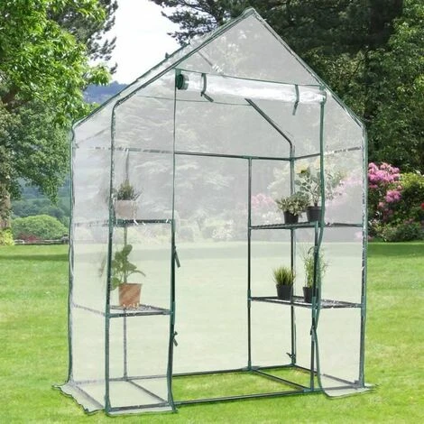 COSTWAY SERRE DE JARDINAGE Serre De Jardin Chaud Serre à Tomates Tente De Plante 3 étages En Vert Transparent 143x143x195cm 3 COSTWAY SERRE DE JARDINAGE Serre De Jardin Chaud Serre à Tomates Tente De Plante 3 étages En Vert Transparent 143x143x195cm