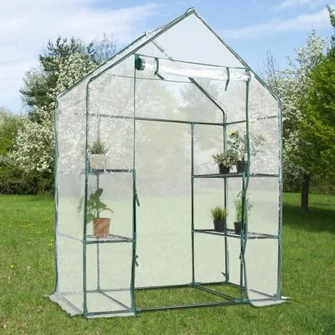 COSTWAY SERRE DE JARDINAGE Serre De Jardin Chaud Serre à Tomates Tente De Plante 3 étages En Vert Transparent 143x143x195cm 4 COSTWAY SERRE DE JARDINAGE Serre De Jardin Chaud Serre à Tomates Tente De Plante 3 étages En Vert Transparent 143x143x195cm – Image 2