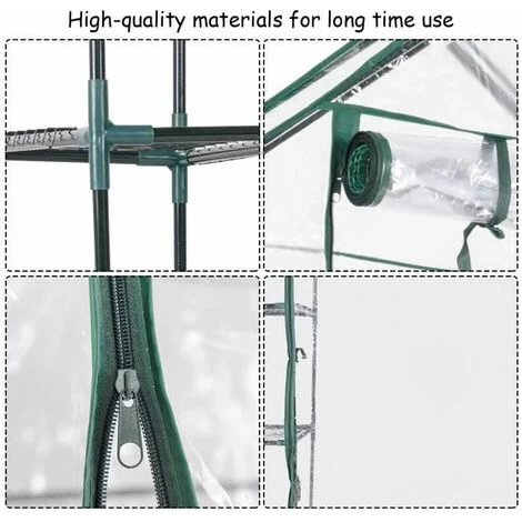 COSTWAY SERRE DE JARDINAGE Serre De Jardin Chaud Serre à Tomates Tente De Plante 3 étages En Vert Transparent 143x143x195cm 6 COSTWAY SERRE DE JARDINAGE Serre De Jardin Chaud Serre à Tomates Tente De Plante 3 étages En Vert Transparent 143x143x195cm – Image 4