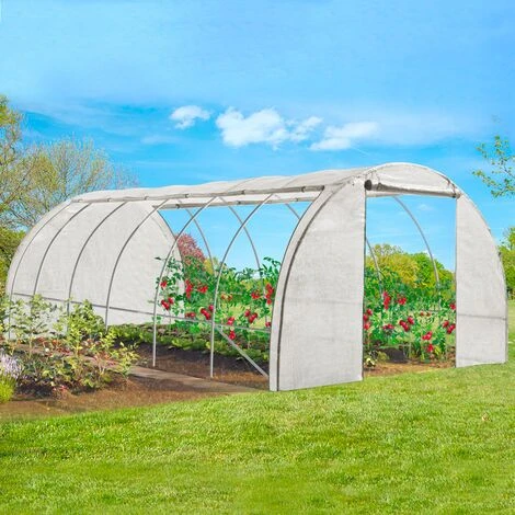 IDMARKET Serre Tunnel De Jardin 4 Saisons 18m² Blanche Gamme Maraîchère CRIMÉE 6x3M - Blanc 3 IDMARKET Serre Tunnel De Jardin 4 Saisons 18m² Blanche Gamme Maraîchère CRIMÉE 6x3M - Blanc