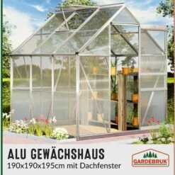 GARDEBRUK Deuba Serre De Jardin En Aluminium 5,85m³ Abri Extérieur De Plantes Légumes Fruits 190x190x195cm Gouttière -France Serre de jardin Soldes 2022 18473173 3