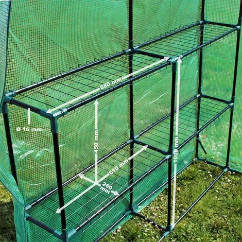 WILTEC Serre Jardin 143x143x195cm Entrée 8 Étagères De Rangement Film PE Grillagé Protection Intempéries 4 WILTEC Serre Jardin 143x143x195cm Entrée 8 Étagères De Rangement Film PE Grillagé Protection Intempéries – Image 2