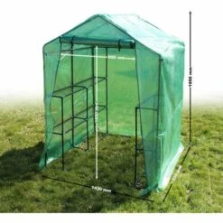 WILTEC Serre Jardin 143x143x195cm Entrée 8 Étagères De Rangement Film PE Grillagé Protection Intempéries 7 WILTEC Serre Jardin 143x143x195cm Entrée 8 Étagères De Rangement Film PE Grillagé Protection Intempéries -France Serre de jardin Soldes 2022 18511693 3