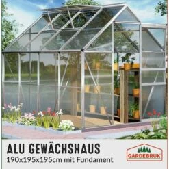 GARDEBRUK Serre De Jardin En Aluminium 7,6m³ Avec 2 Fenêtres Et Une Gouttière + Fondation/Base Culture Plantes Extérieur 9 GARDEBRUK Serre De Jardin En Aluminium 7,6m³ Avec 2 Fenêtres Et Une Gouttière + Fondation/Base Culture Plantes Extérieur -France Serre de jardin Soldes 2022 18587797 3