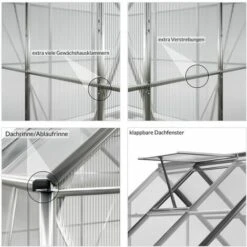 GARDEBRUK Serre De Jardin En Aluminium 7,6m³ Avec 2 Fenêtres Et Une Gouttière + Fondation/Base Culture Plantes Extérieur 10 GARDEBRUK Serre De Jardin En Aluminium 7,6m³ Avec 2 Fenêtres Et Une Gouttière + Fondation/Base Culture Plantes Extérieur -France Serre de jardin Soldes 2022 18587797 4