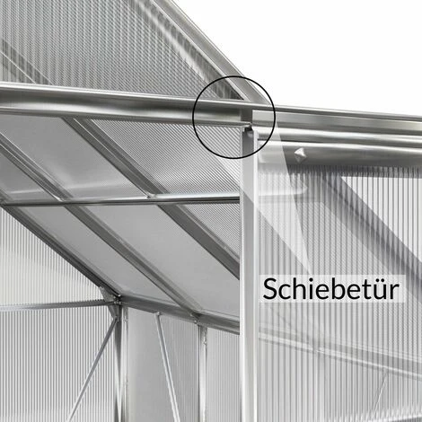 GARDEBRUK Serre De Jardin En Aluminium 7,6m³ Avec 2 Fenêtres Et Une Gouttière + Fondation/Base Culture Plantes Extérieur 7 GARDEBRUK Serre De Jardin En Aluminium 7,6m³ Avec 2 Fenêtres Et Une Gouttière + Fondation/Base Culture Plantes Extérieur – Image 5