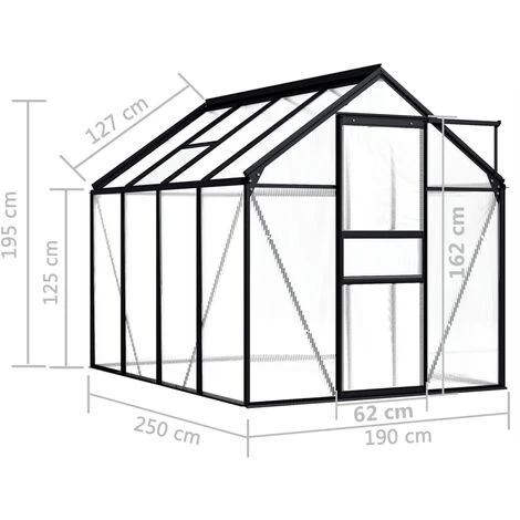 VidaXL Serre Anthracite Aluminium 4,75 M² - Anthracite 7 VidaXL Serre Anthracite Aluminium 4,75 M² - Anthracite – Image 5