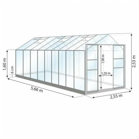 LAMS Serre En Verre Trempé Uranus - 14.40 M², Couleur Aluminium - Aluminium 6 LAMS Serre En Verre Trempé Uranus - 14.40 M², Couleur Aluminium - Aluminium – Image 4
