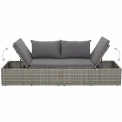 YOUTHUP Lit De Jardin Chaise Longue D'extérieur Avec Coussins Gris 195x60 Cm Résine Tressée - Gris -France Serre de jardin Soldes 2022 20448800 5