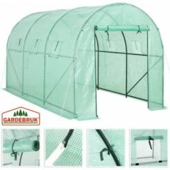 GARDEBRUK Serre De Jardin Tunnel Bâche Polyéthylène 350x200x200cm Serre 7 M² Légumes Semis
