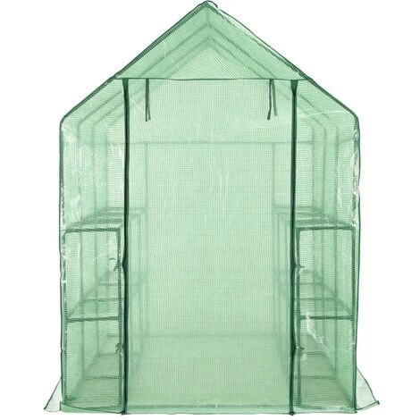 ASUPERMALL Serre De Plain-pied Avec 12 Etageres Acier 143x214x196 Cm 4 ASUPERMALL Serre De Plain-pied Avec 12 Etageres Acier 143x214x196 Cm – Image 2