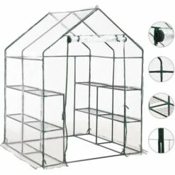 ASUPERMALL Serre Avec 8 Etageres 143x143x195 Cm 9 ASUPERMALL Serre Avec 8 Etageres 143x143x195 Cm -France Serre de jardin Soldes 2022 23187685 3