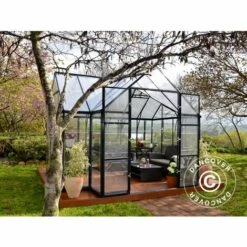 DANCOVER Kiosque De Jardin En Polycarbonate VICTORY, 10,41m², 3,66x3,05x2,69m, Gris - Gris -France Serre de jardin Soldes 2022 23629419 3