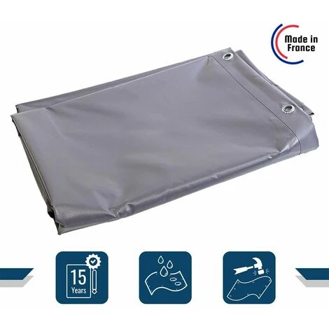 TECPLAST Bâche Tunnel Agricole 3x5 M 900TU Grise - Qualité 15 Ans - Bâche étanche Pour Tunnel De Stockage - Made In France - Grise 4 TECPLAST Bâche Tunnel Agricole 3x5 M 900TU Grise - Qualité 15 Ans - Bâche étanche Pour Tunnel De Stockage - Made In France - Grise – Image 2